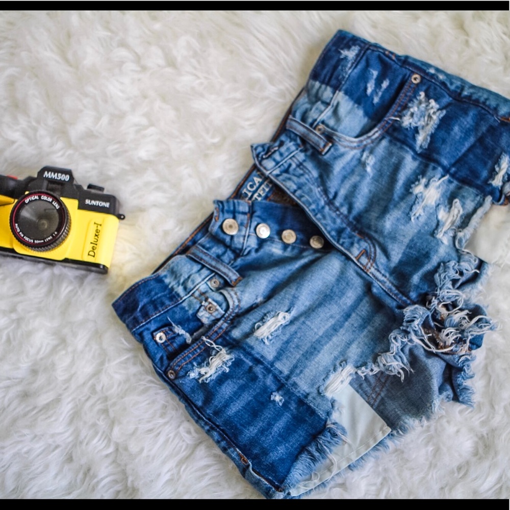 Destroyed shorts. Destroyed denim shorts